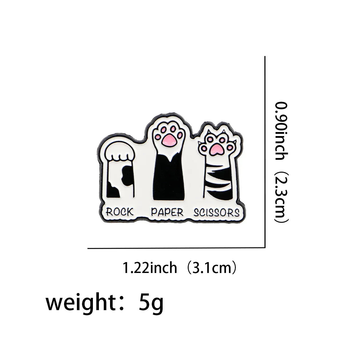 Rock Paper Scissors Cat Paw Enamel Pin 1