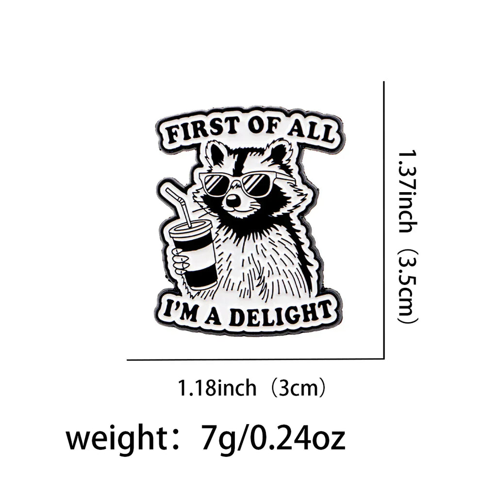 Sarcastic Quotes Enamel Pin Raccoon Brooch Pines Lapel Pins Badge on Backpack Clothing Accessories Animal Jewelry