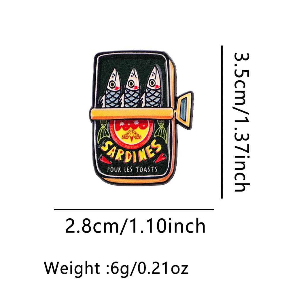’Sardines’ Enamel Pin Funny Fish Brooch Pines Lapel Pins Badge on Backpack Clothing Accessories Fashion Jewelry Friends