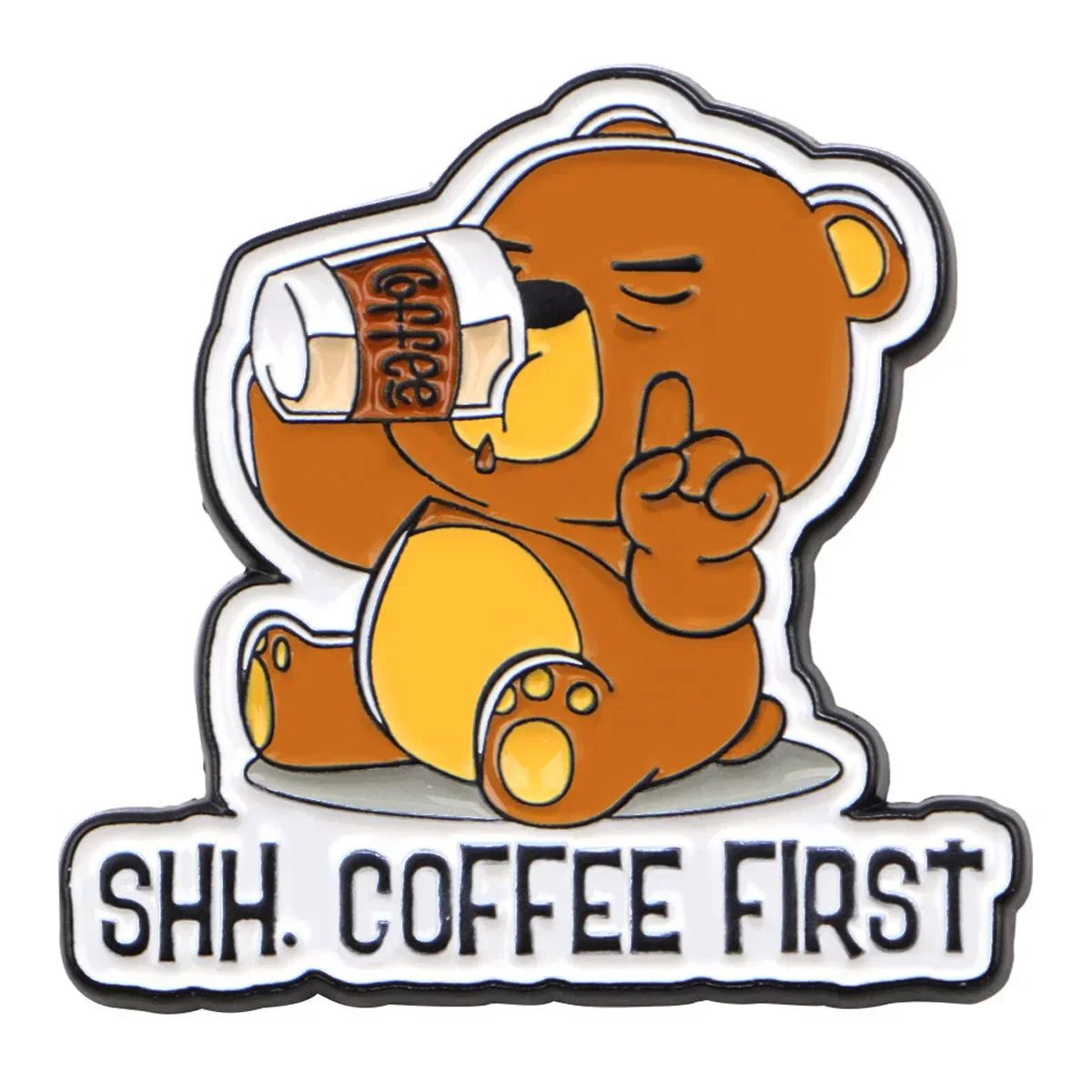 Funny Coffee Lover Enamel Pin Bear Brooch Pines Lapel Pins Badge on Backpack Clothing Accessories Fashion Jewelry