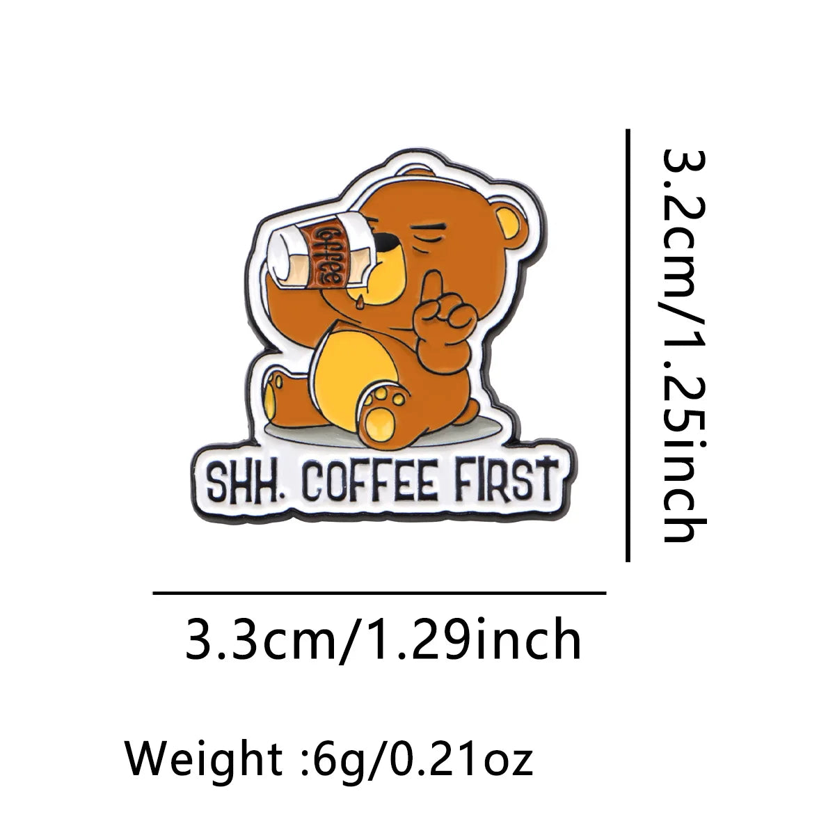 Funny Coffee Lover Enamel Pin Bear Brooch Pines Lapel Pins Badge on Backpack Clothing Accessories Fashion Jewelry