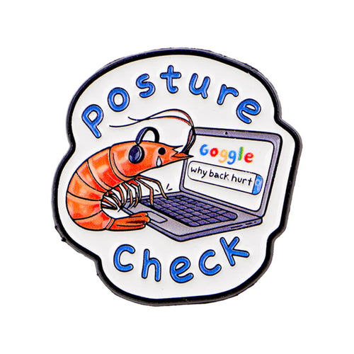 Shrimp Enamel Pin Lapel Pins for Backpacks Funny ’check’ Quotes Brooches for Women Fashion Jewelry Accessories Friends