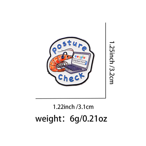 Shrimp Enamel Pin Lapel Pins for Backpacks Funny ’check’ Quotes Brooches for Women Fashion Jewelry Accessories Friends