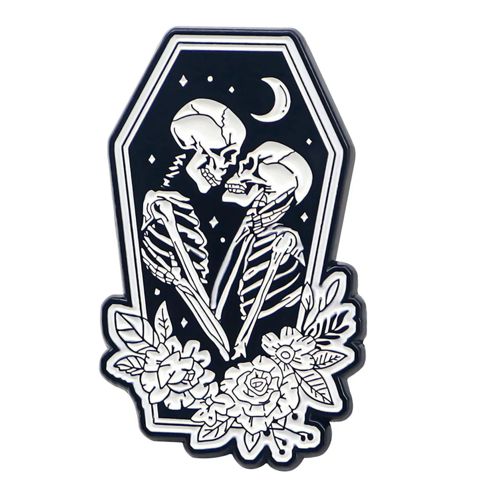 Skeletons Couple Heart Enamel Pin 1
