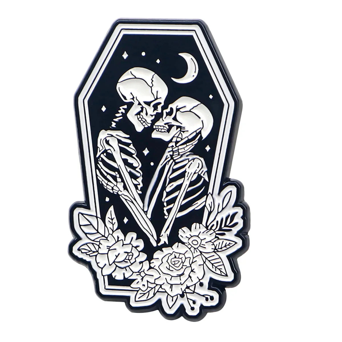 Skeletons Couple Heart Enamel Pin 1