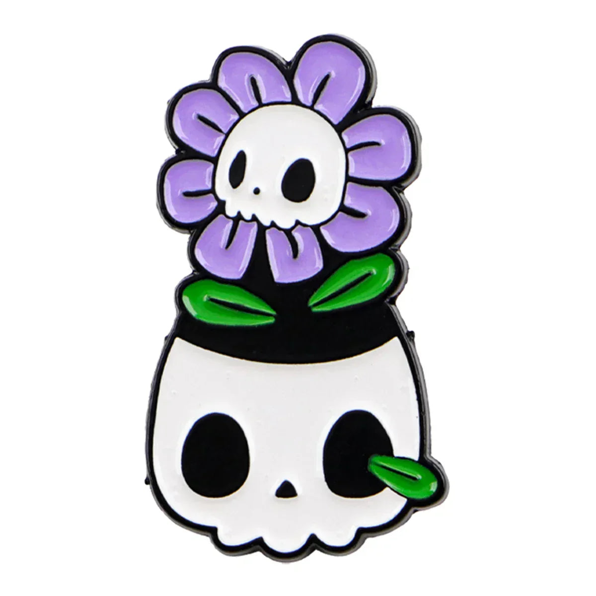 Skeleton Lapel Pins for Backpacks Plant Flowers Brooches for Women Enamel Pin Punk Jewelry Accessories Friends Gift - 1