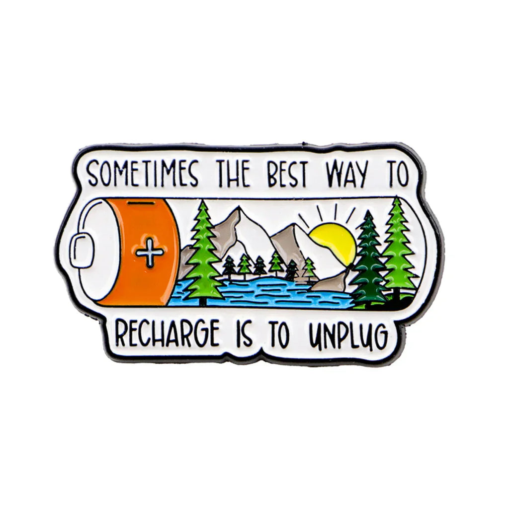 Outdoor Adventure Quotes Enamel Pin Battery Brooch Pines Lapel Pins Badge on Backpack Clothing Accessories Fashion