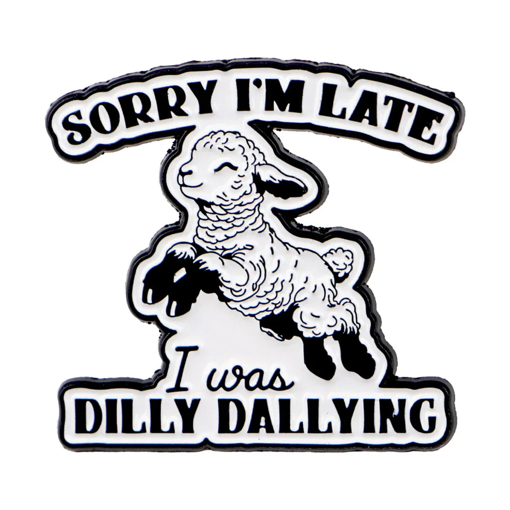 Funny ’Sorry I’m Late’ Sheep Enamel Pin Brooch Lapel Pins Badge on Backpack Clothing Accessories Animal Jewelry Friends