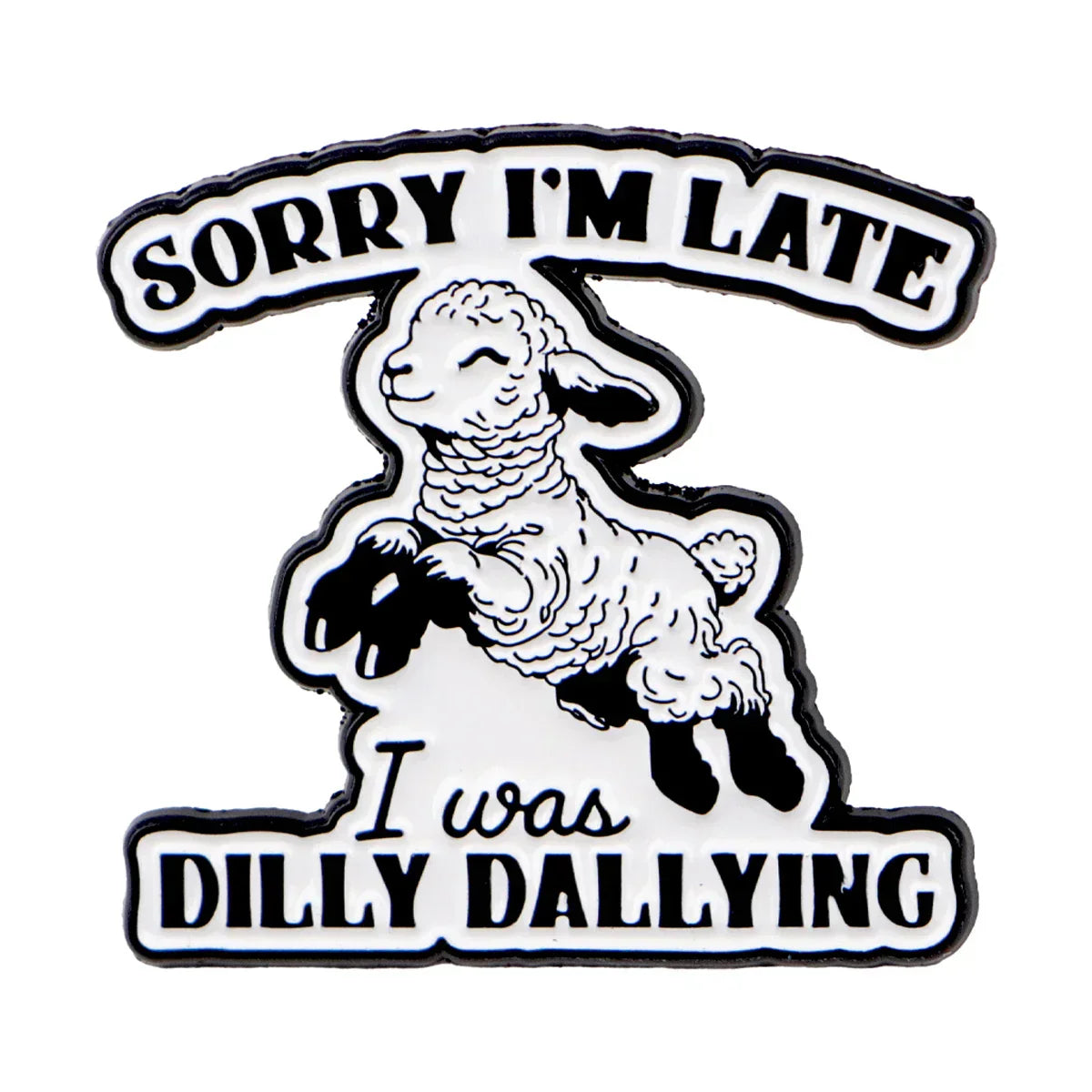 Funny ’Sorry I’m Late’ Sheep Enamel Pin Brooch Lapel Pins Badge on Backpack Clothing Accessories Animal Jewelry Friends