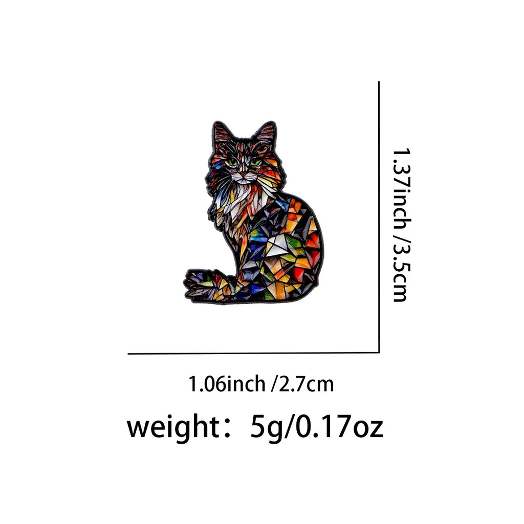 Geometric Cat Enamel Pin Colorful Brooch Pines Lapel Pins Badge on Backpack Clothing Accessories Animal Jewelry Gifts
