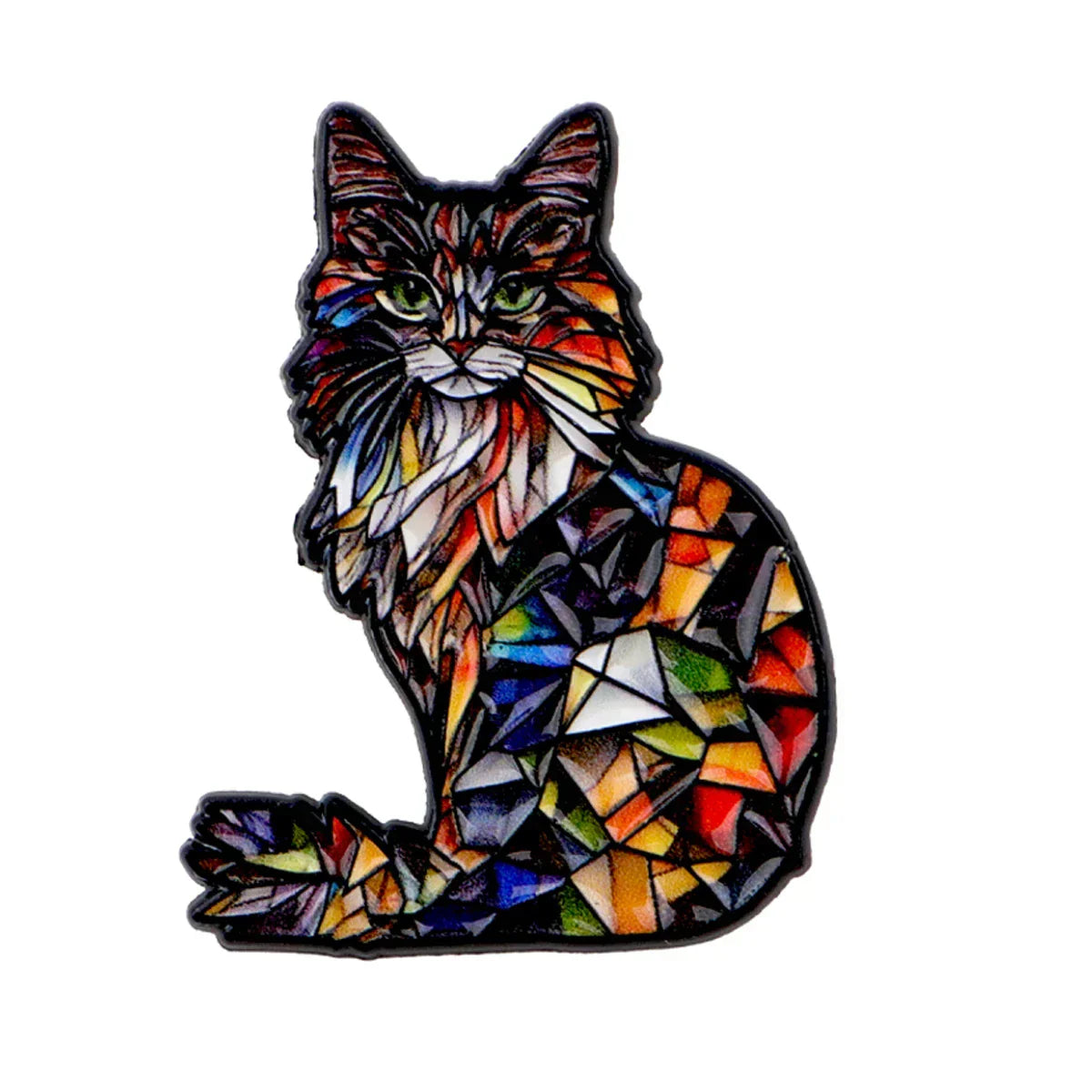 Geometric Cat Enamel Pin Colorful Brooch Pines Lapel Pins Badge on Backpack Clothing Accessories Animal Jewelry Gifts