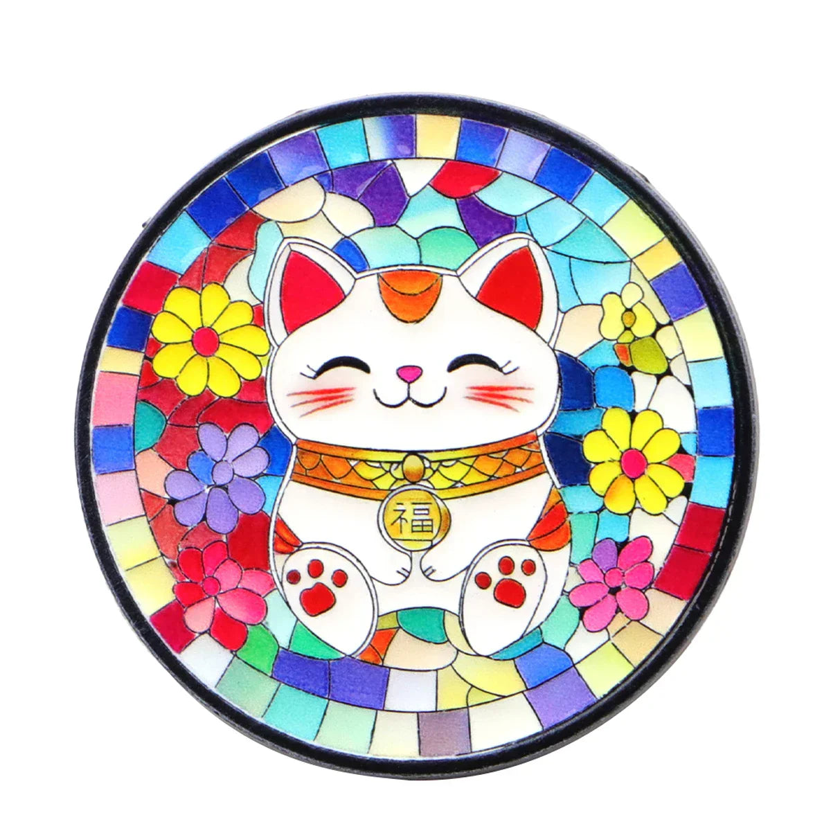 Japanese Cat Enamel Pin Round Retro Brooch Pines Lapel Pins Badge on Backpack Clothing Accessories Fashion Jewelry