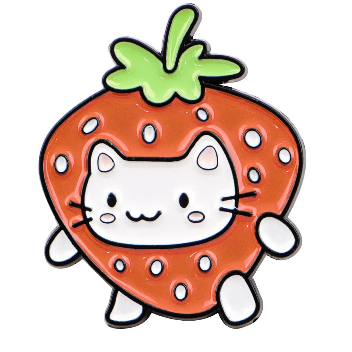 Strawberry Cat Enamel Pin 1