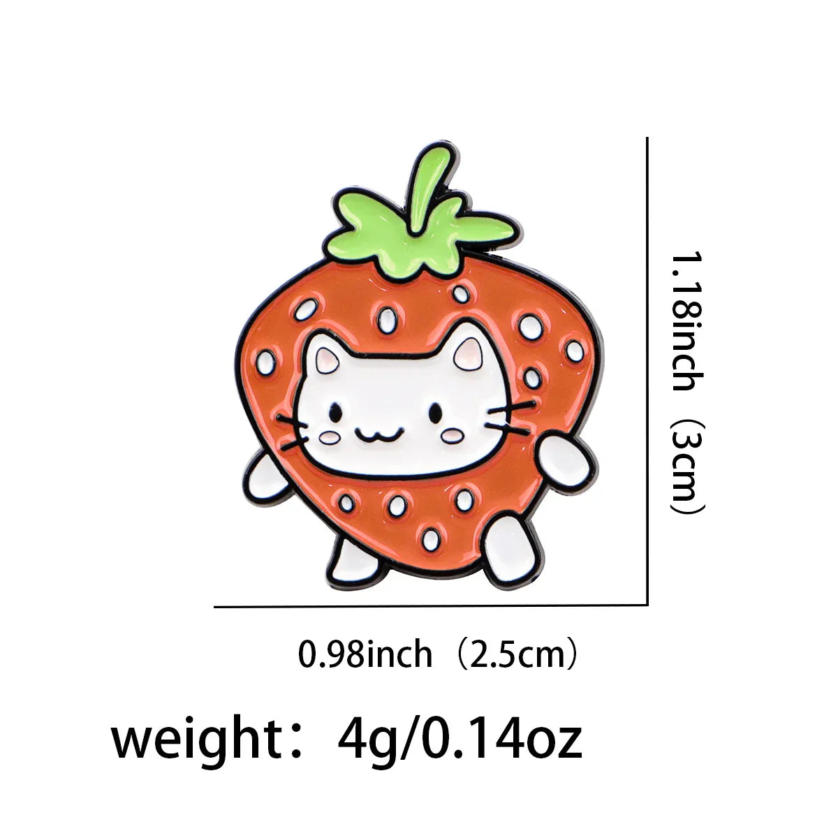 Strawberry Cat Enamel Pin 1