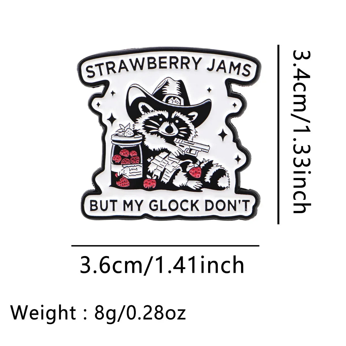 Raccoon & Strawberry Enamel Pin Cartoon Brooch Pines Lapel Pins Funny Quotes Badge Clothing Accessories Fashion Jewelry