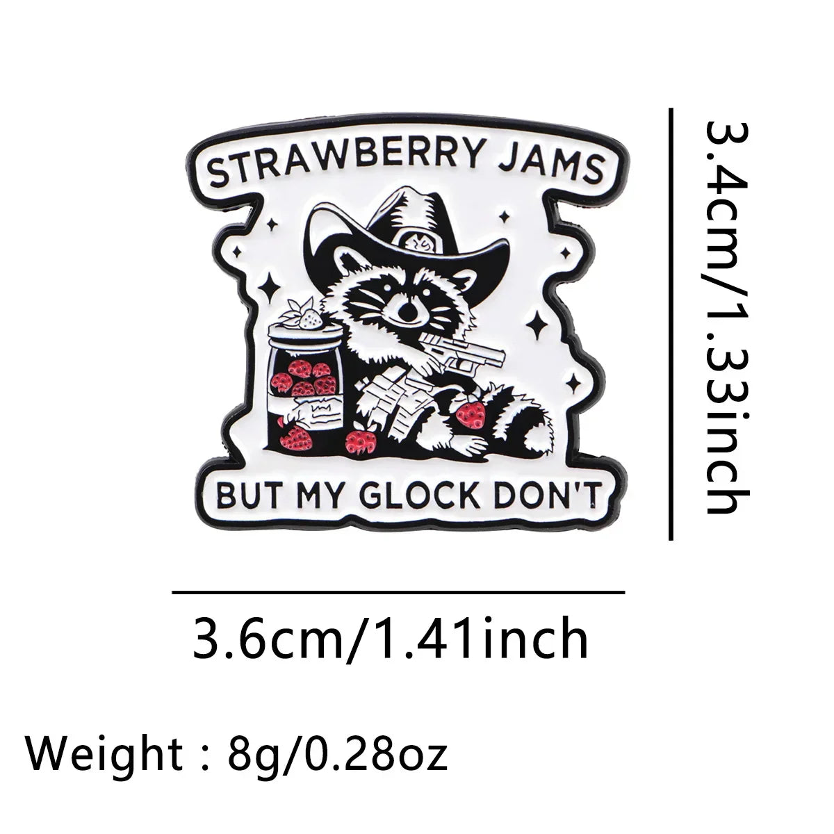 Raccoon & Strawberry Enamel Pin Cartoon Brooch Pines Lapel Pins Funny Quotes Badge Clothing Accessories Fashion Jewelry