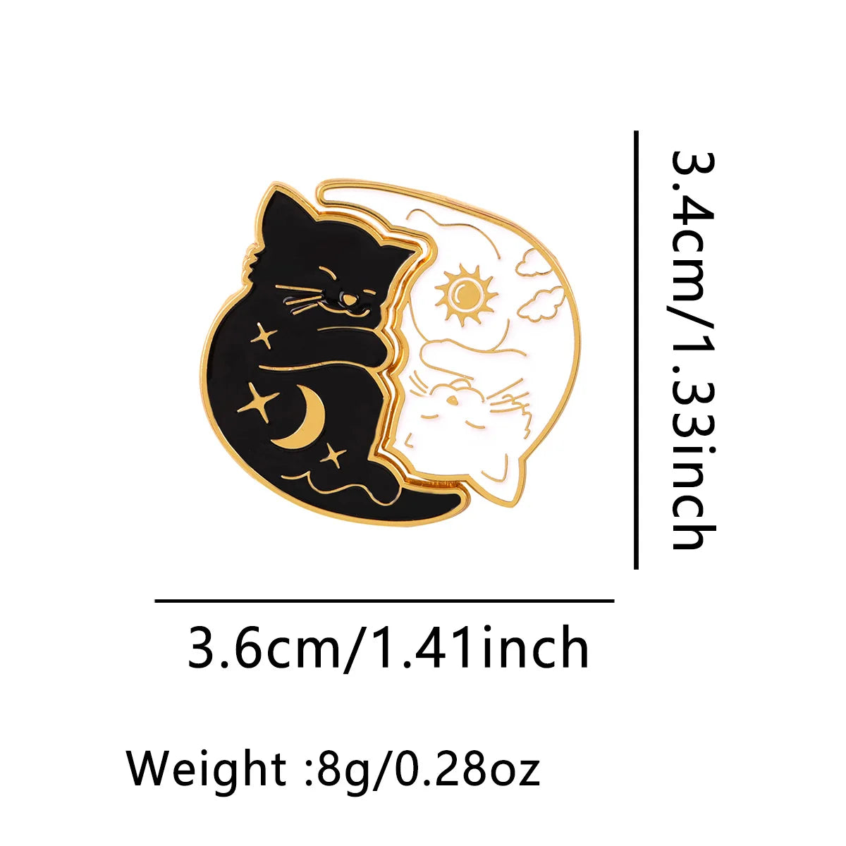 Sun Moon Cat Enamel Pin Cute Brooch Pines Lapel Pins Badge on Backpack Clothing Accessories Couple Jewelry Friends