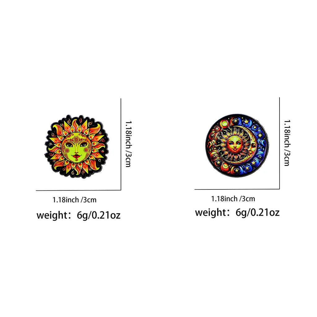 Sun and Moon Enamel Pin Star Brooch Pines Lapel Pins Badge on Backpack Clothing Accessories Vintage Jewelry Friends