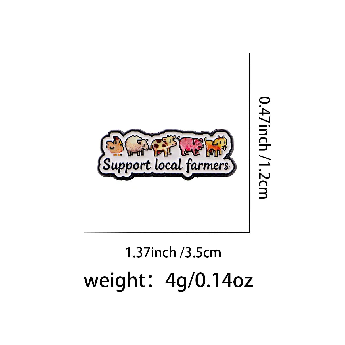 ’Support Local Farmers’ Animal Enamel Pin Lapel Pins for Backpacks Brooches for Women Fashion Jewelry Accessories