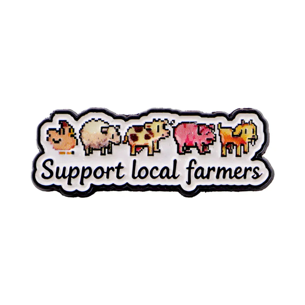 ’Support Local Farmers’ Animal Enamel Pin Lapel Pins for Backpacks Brooches for Women Fashion Jewelry Accessories
