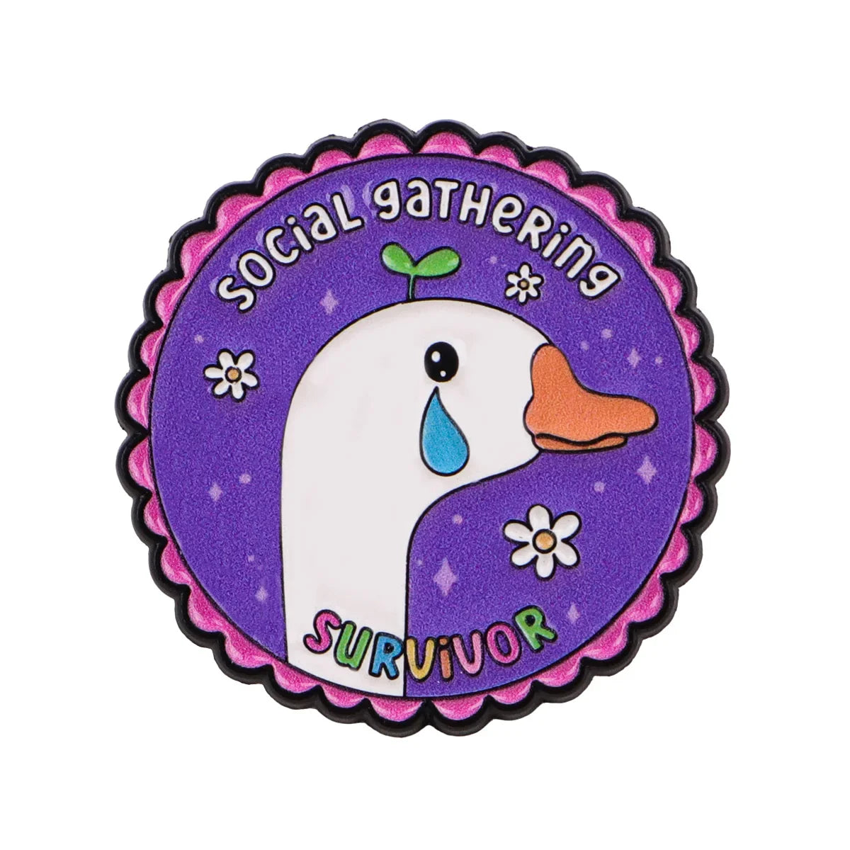 SURVIVOR Enamel Pin Lapel Pins for Backpacks Funny Goose Quotes Brooches for Women Animal Jewelry Accessories Friends