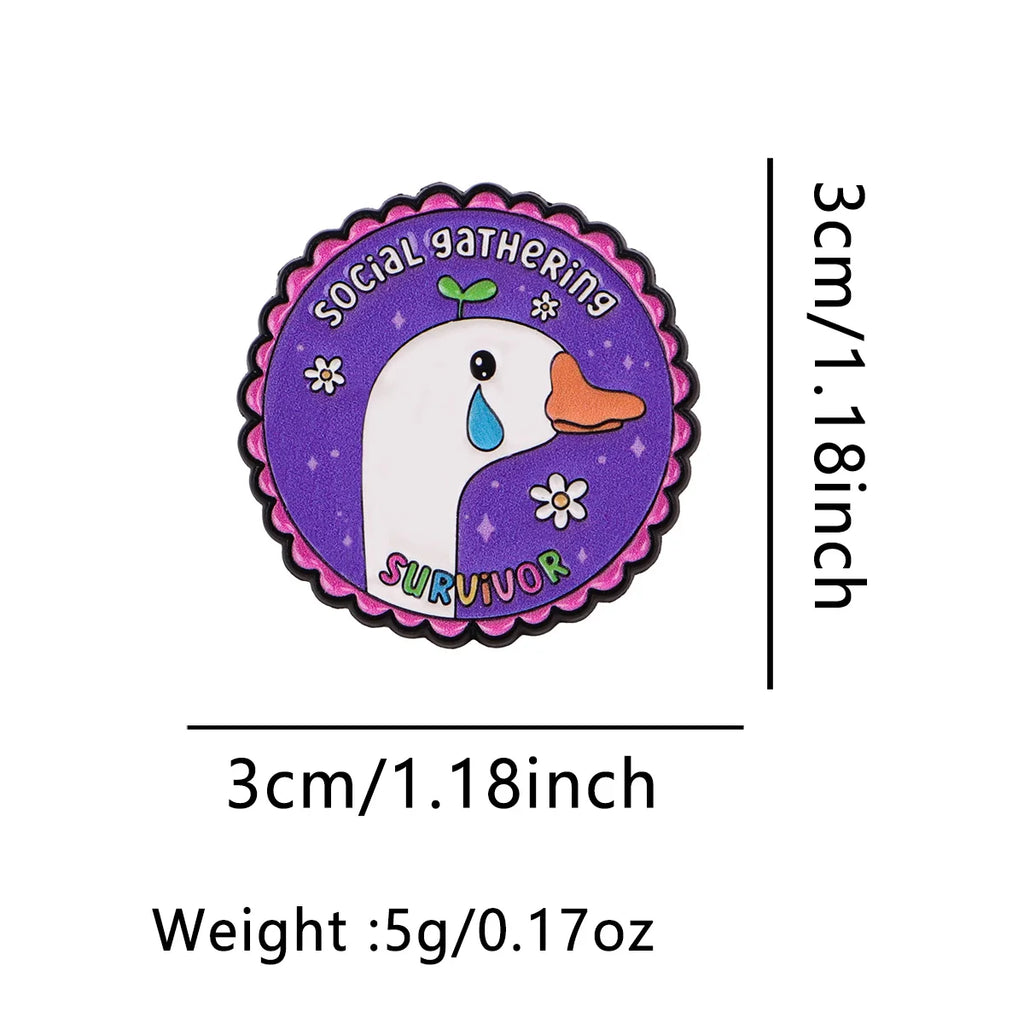 SURVIVOR Enamel Pin Lapel Pins for Backpacks Funny Goose Quotes Brooches for Women Animal Jewelry Accessories Friends