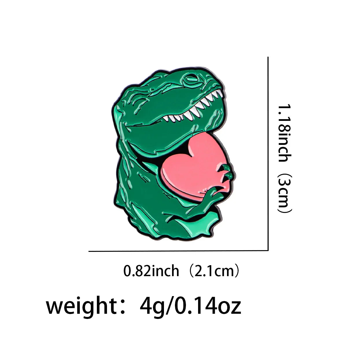 ’T rex Dinosaur Holding Heart Love’ Enamel Pin 1