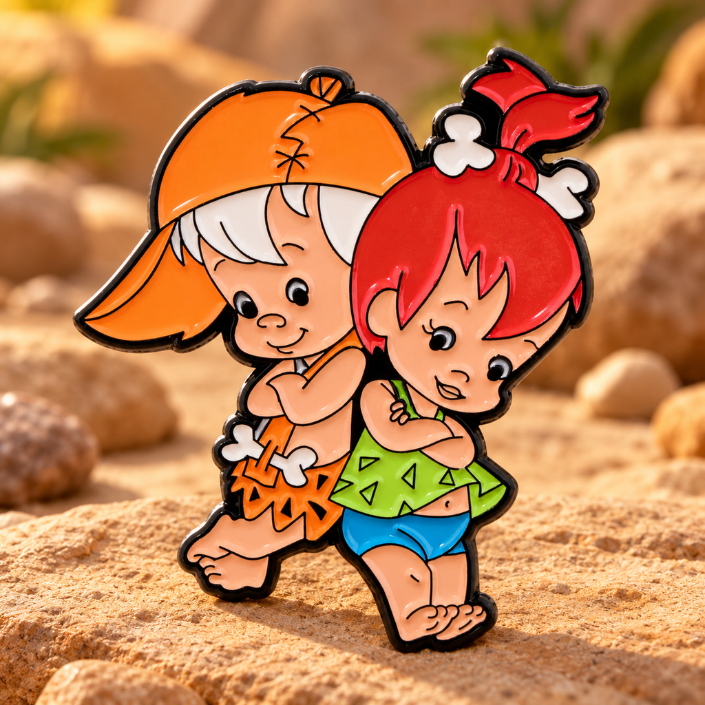 The Flintstones Pin on warm sandstone