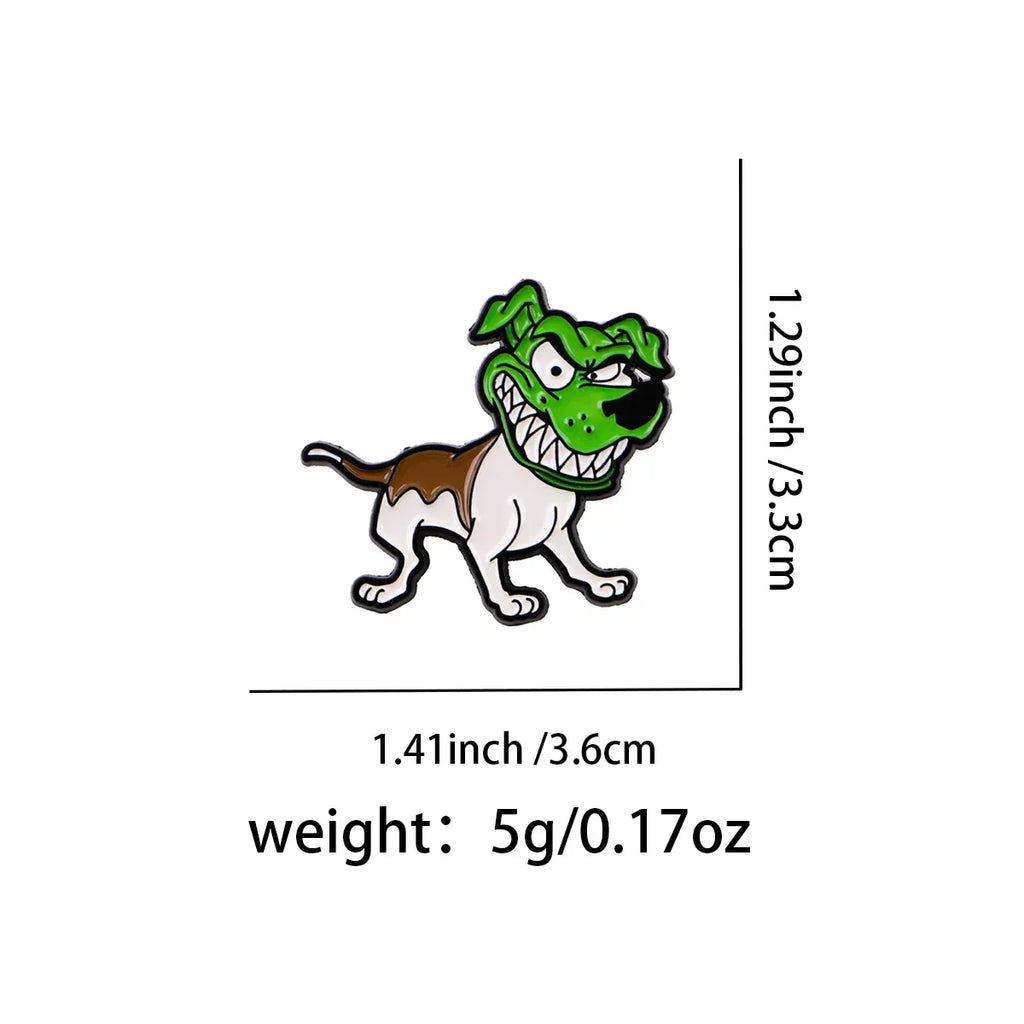 Cartoon Dog Enamel Pin Lapel Pins for Backpacks Anime Green Head Dog Brooches for Women Animal Jewelry Accessories