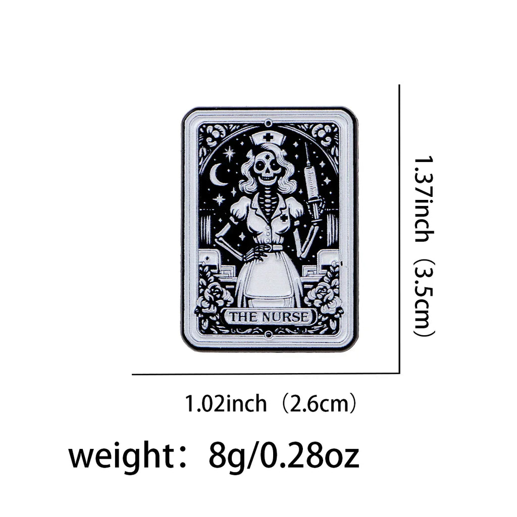 Nurse Halloween Enamel Pin Skeleton Brooch Pines Lapel Pins Tarot Badge on Backpack Clothing Accessories Medical