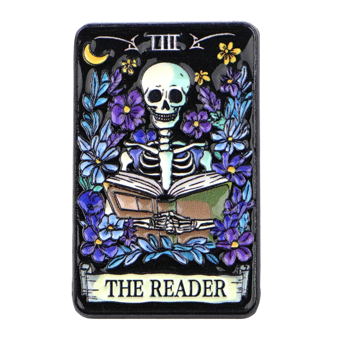 Skeleton Enamel Pin ’READER’ Tarot Brooch Pines Lapel Pins Badge on Backpack Clothing Accessories Fashion Jewelry