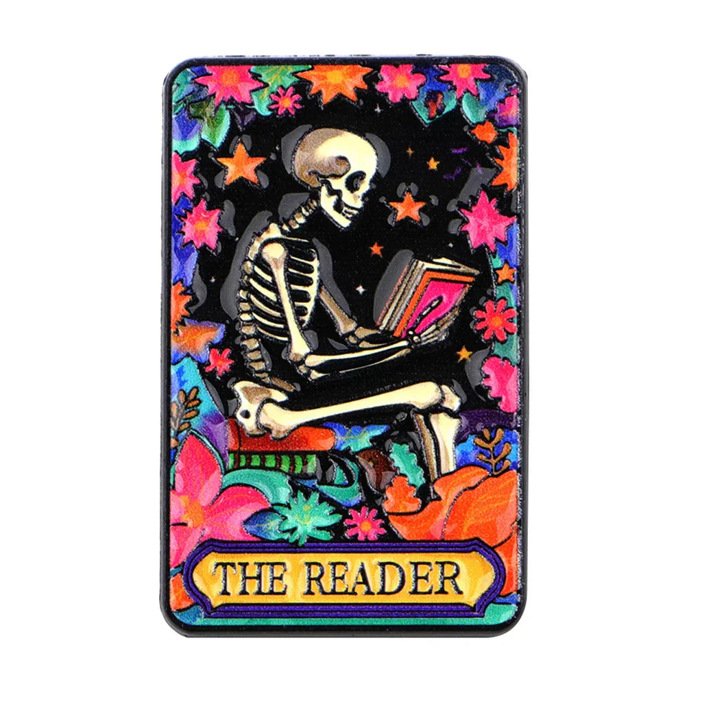 Skeleton Enamel Pin ’READER’ Tarot Brooch Pines Lapel Pins Badge on Backpack Clothing Accessories Fashion Jewelry
