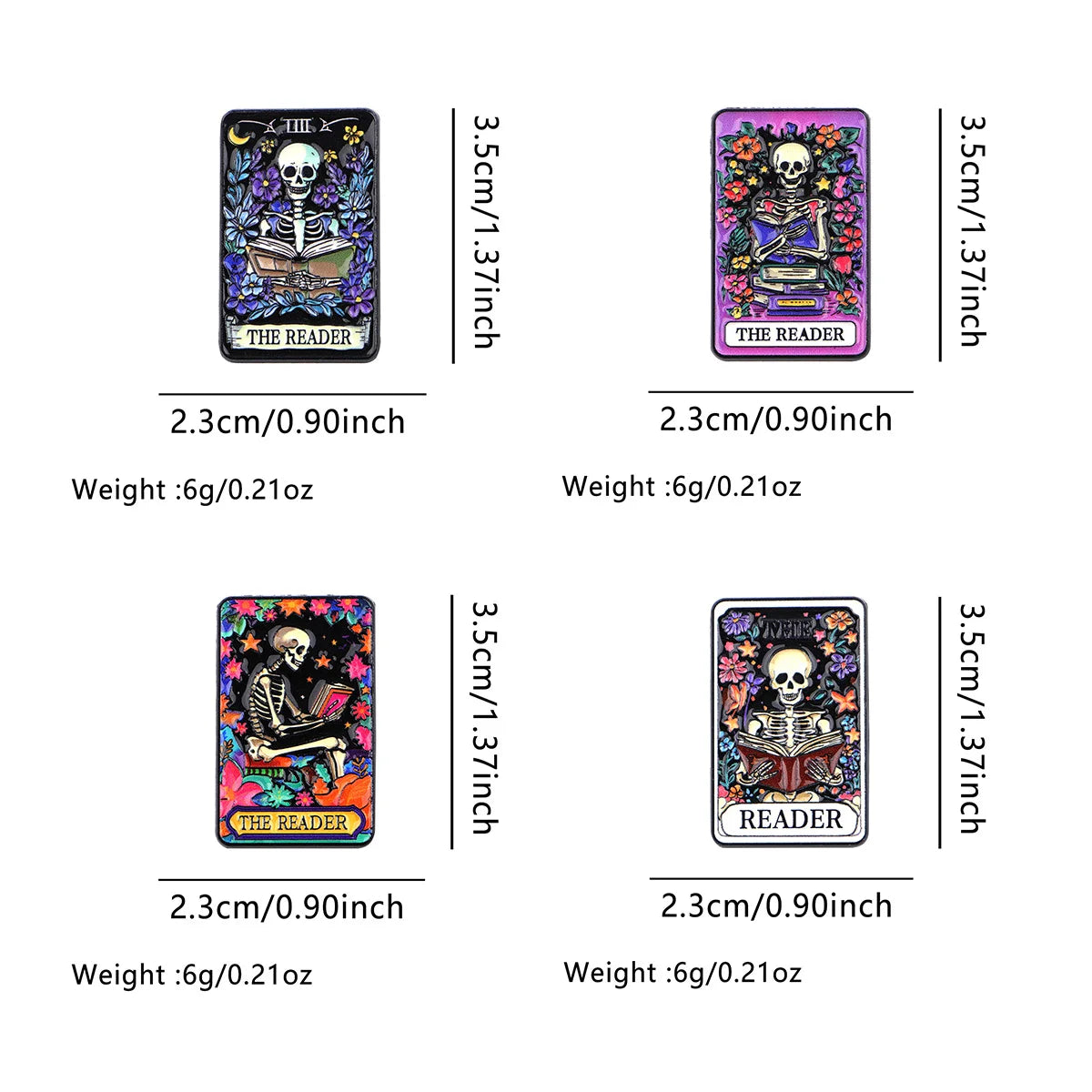 Skeleton Enamel Pin ’READER’ Tarot Brooch Pines Lapel Pins Badge on Backpack Clothing Accessories Fashion Jewelry