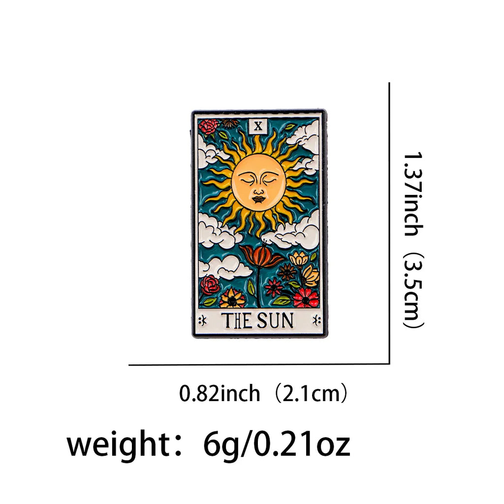 Tarot Sun Enamel Pin Vintage Brooch Pines Lapel Pins Badge on Backpack Clothing Accessories Fashion Jewelry Friends