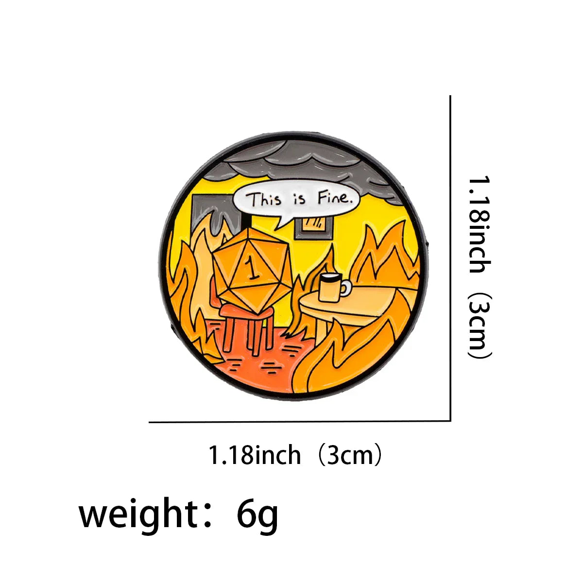 ’This Is Fine’ Dice Enamel Pin 1