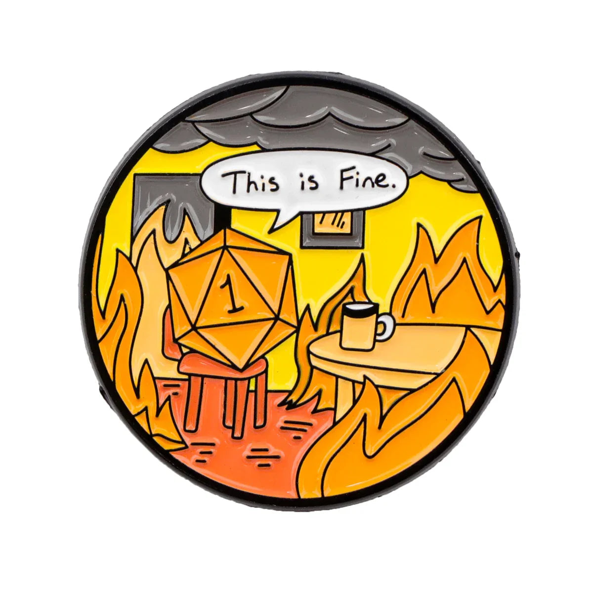 ’This Is Fine’ Dice Enamel Pin 1