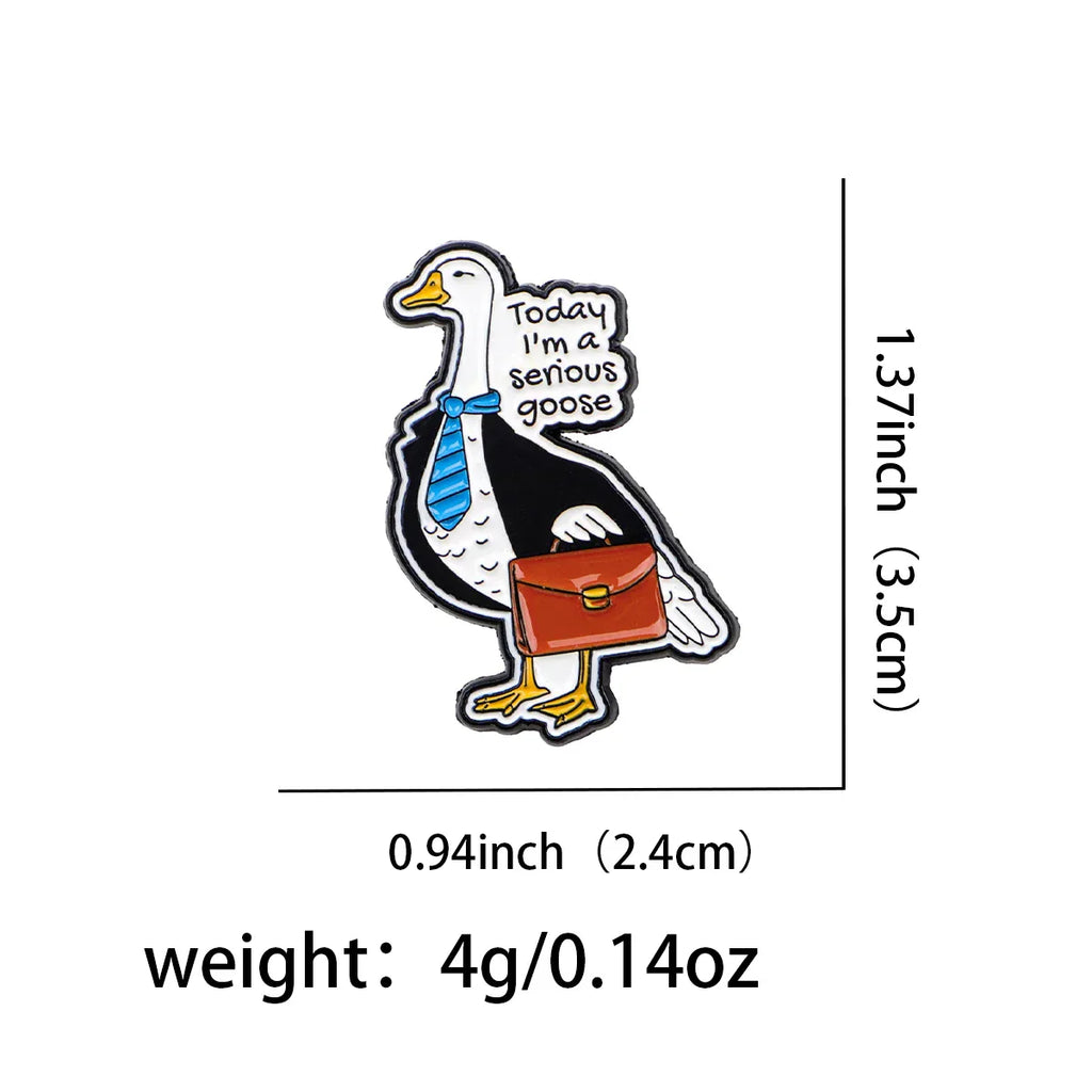 Cartoon Goose Enamel Pin Funny Brooch Pines Lapel Pins Badge on Backpack Clothing Accessories Fashion Jewelry Friends