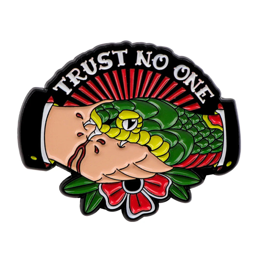 ’Trust No One’ Snake Enamel Pin 1