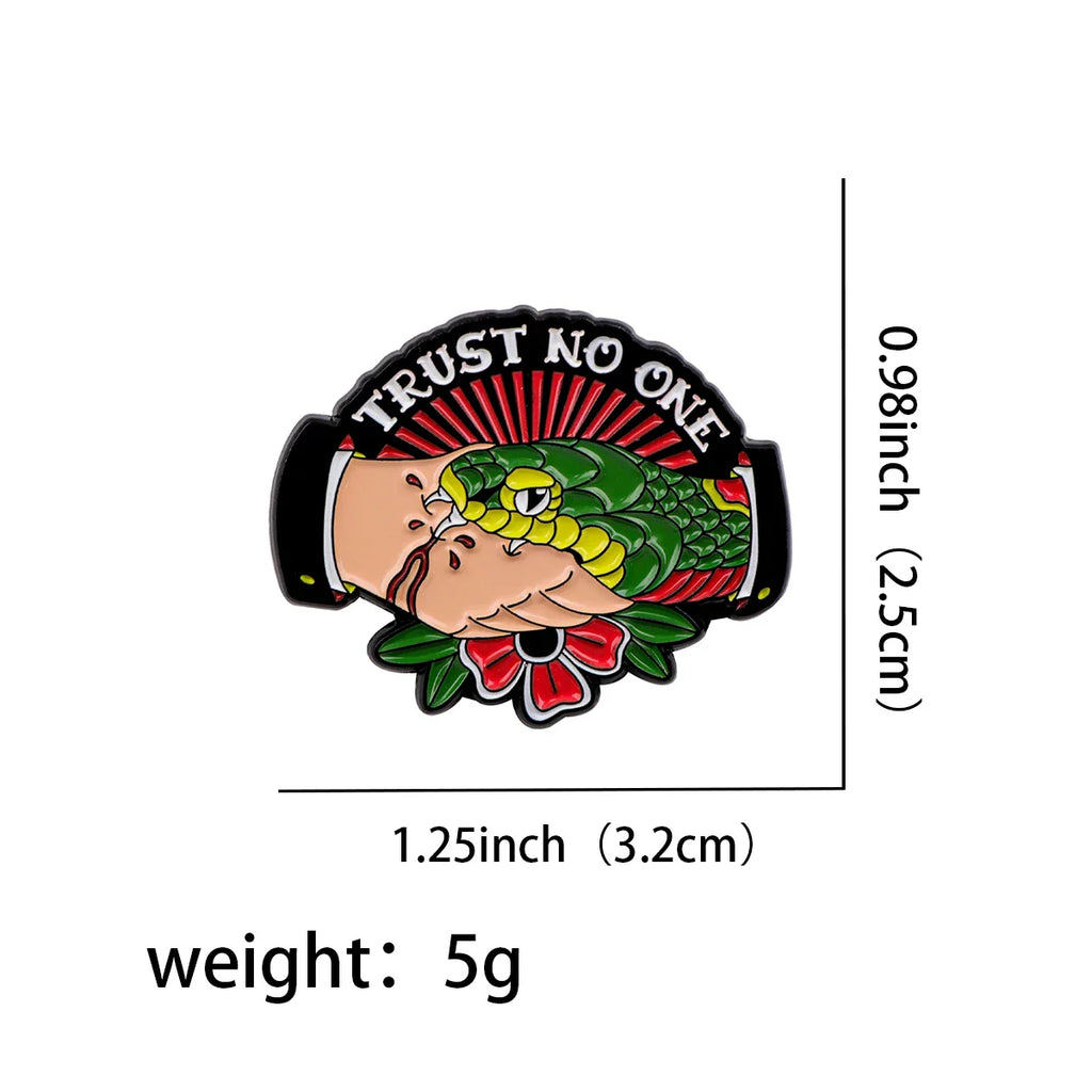 ’Trust No One’ Snake Enamel Pin 1