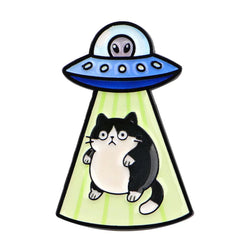 UFO Alien Enamel Pin Black Cat Brooch Pines Lapel Pins Badge on Backpack Clothing Accessories Funny Jewelry Friends