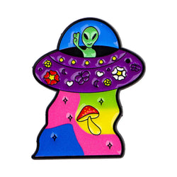 UFO Alien Enamel Pin Rainbow Brooch Pines Lapel Pins Badge on Backpack Clothing Accessories Funny Jewelry Friends Gifts
