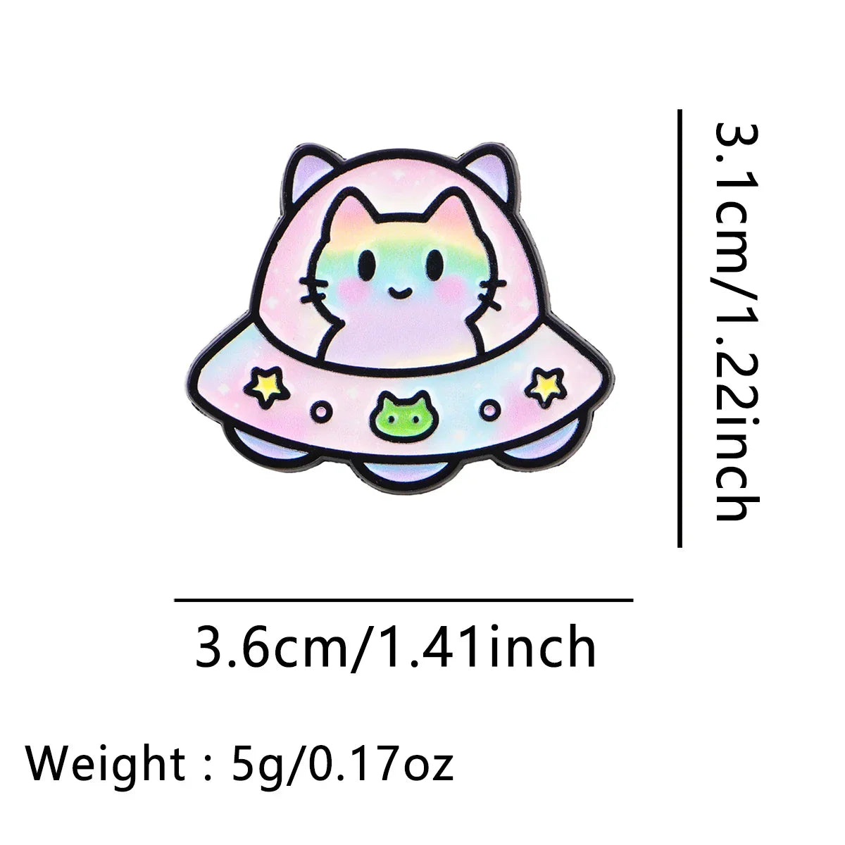 UFO Cat Enamel Pins Cute Brooches Badge Lapel Pins for Backpacks Bags Backpack Clothes Decoration Animal Jewelry