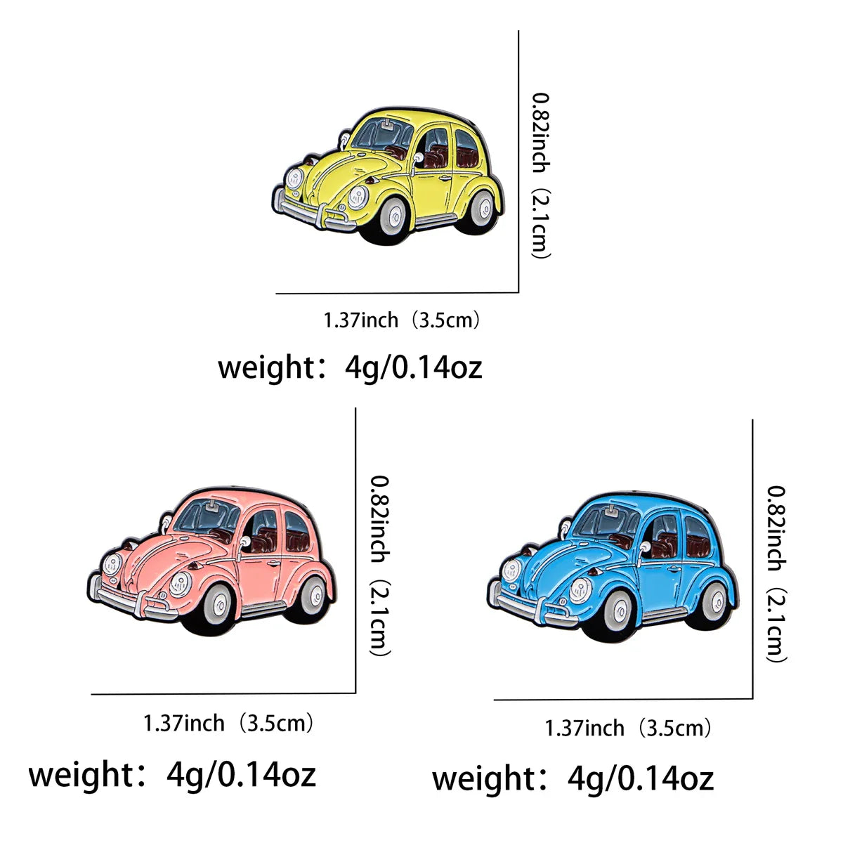 Vintage Volkswagen Beetle Car Enamel Pin