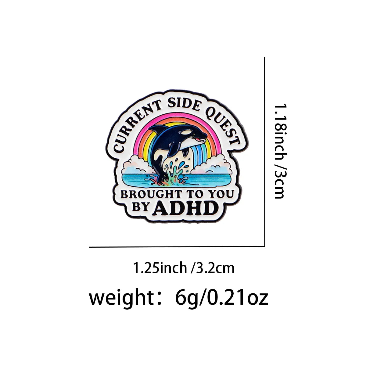 Whale Quotes Enamel Pin Lapel Pins for Backpacks ADHD Awareness Brooches for Women Fashion Jewelry Accessories Friends