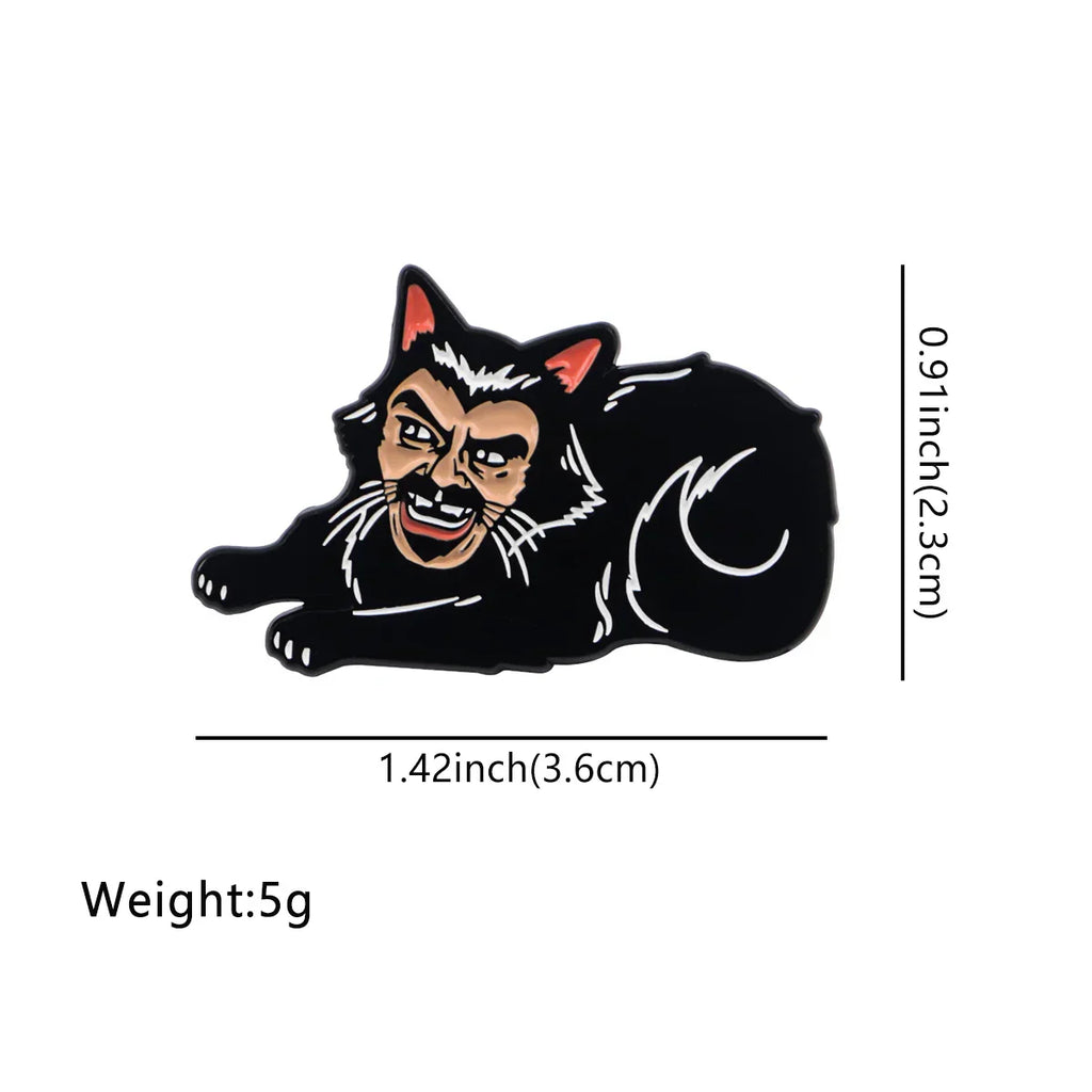 Vintage Movie Inspired Enamel Pin Cat Brooch Pines Lapel Pins Funny Badge Clothing Accessories Fashion Jewelry Friends