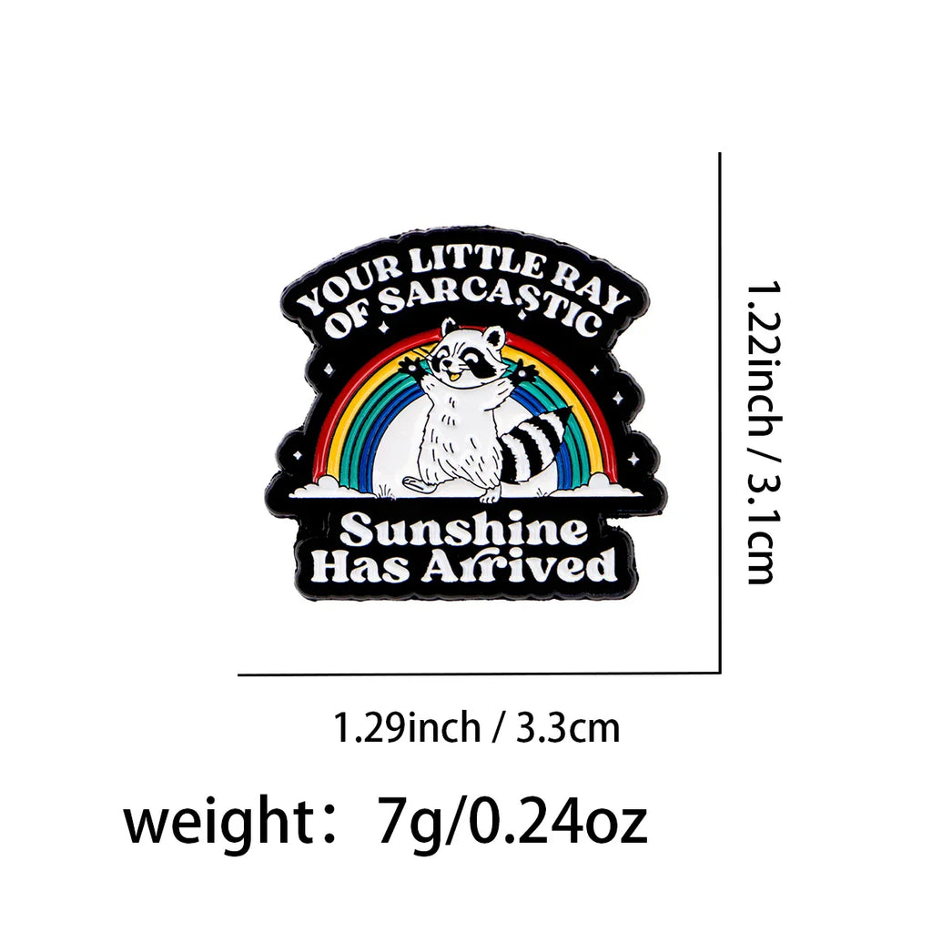 Cute Raccoon & Rainbow Enamel Pin Sarcastic Quotes Brooches Lapel Pins Badge on Backpack Clothing Accessories Funny